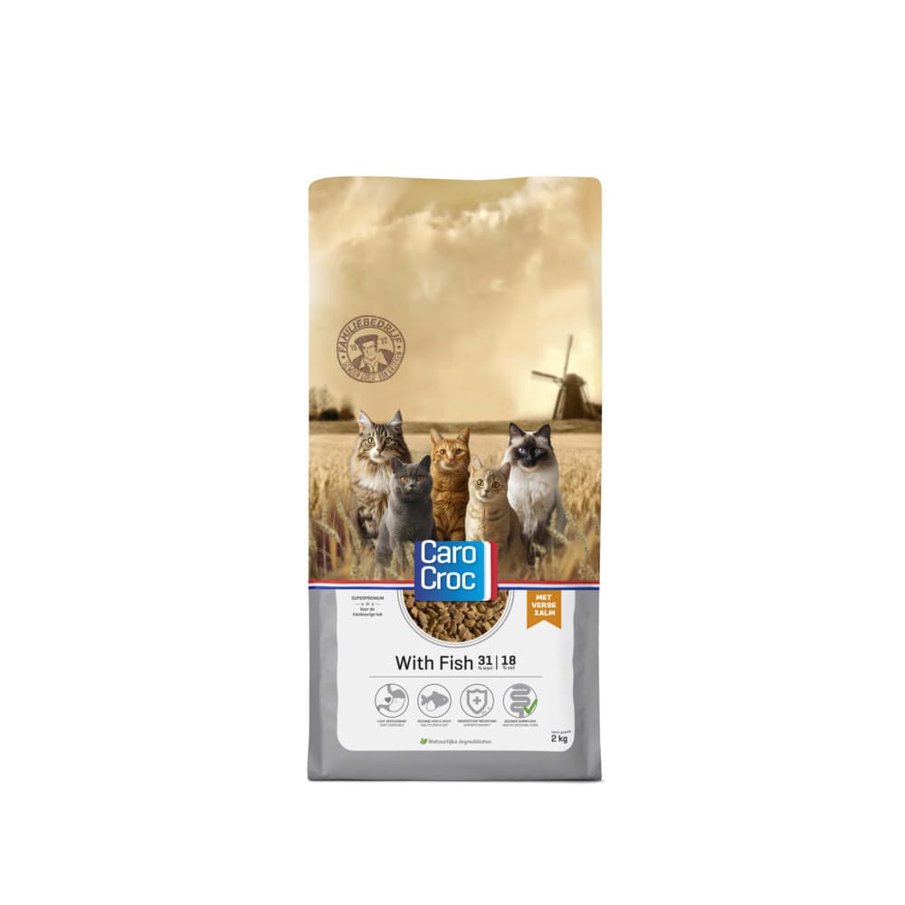 CaroCroc Kattenvoer Droog met Vis 2 kg