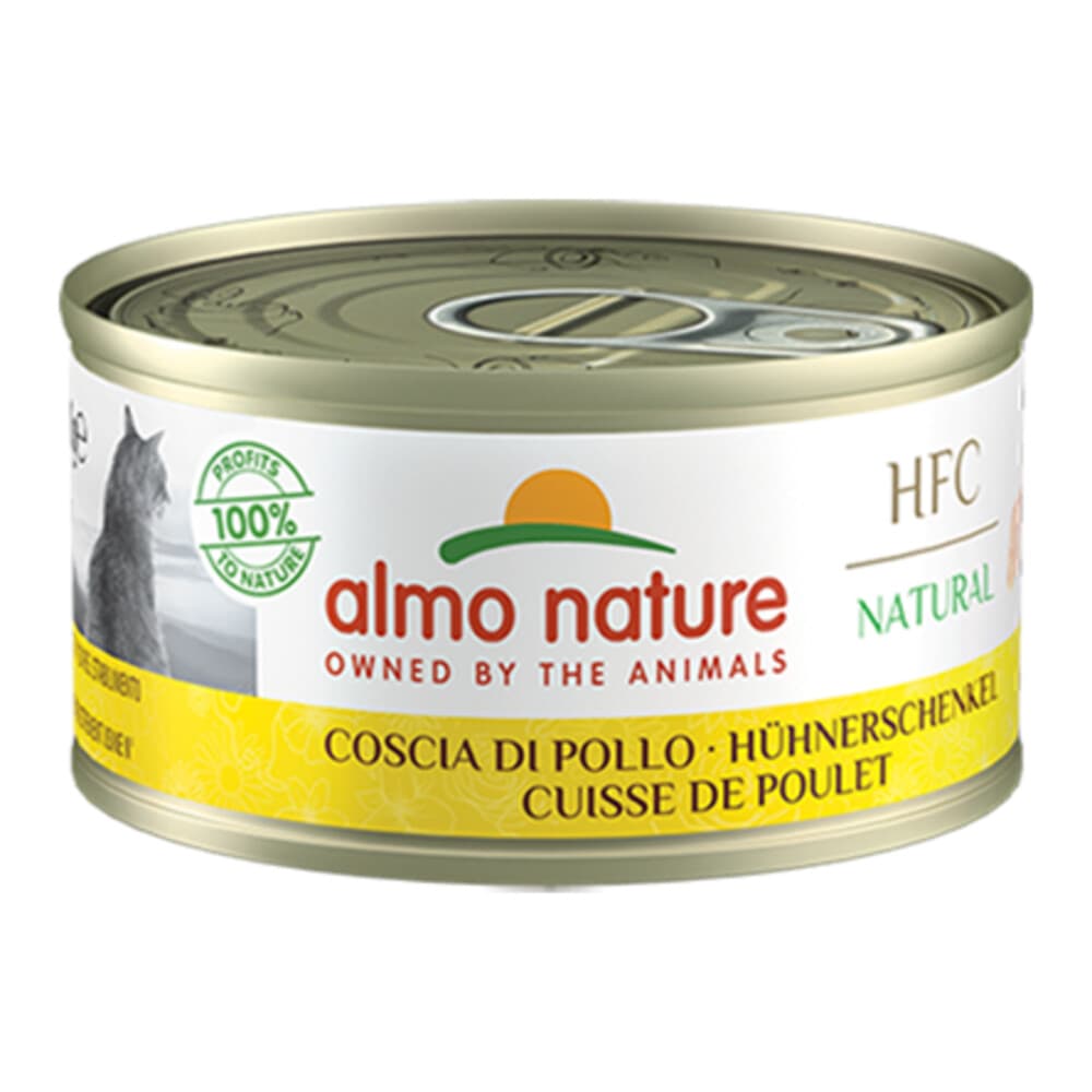 48x Almo Nature HFC Natural Kattenvoer Nat Blikje Kippenboutvlees 70 gr