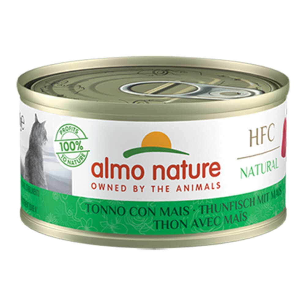 48x Almo Nature HFC Natural Kattenvoer Nat Blikje Tonijn&Mais 70 gr
