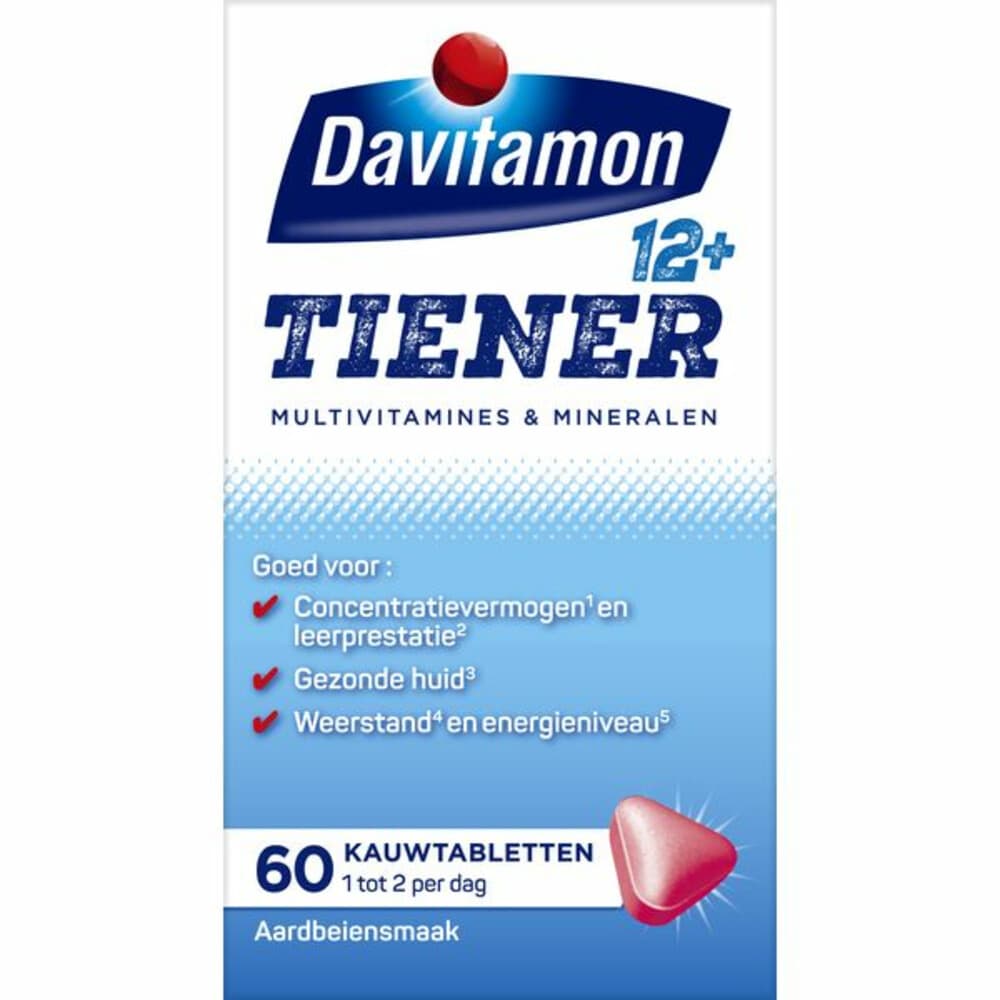 Gratis Verzending: Davitamon Tiener 12+ Aardbei 60 kauwtabletten