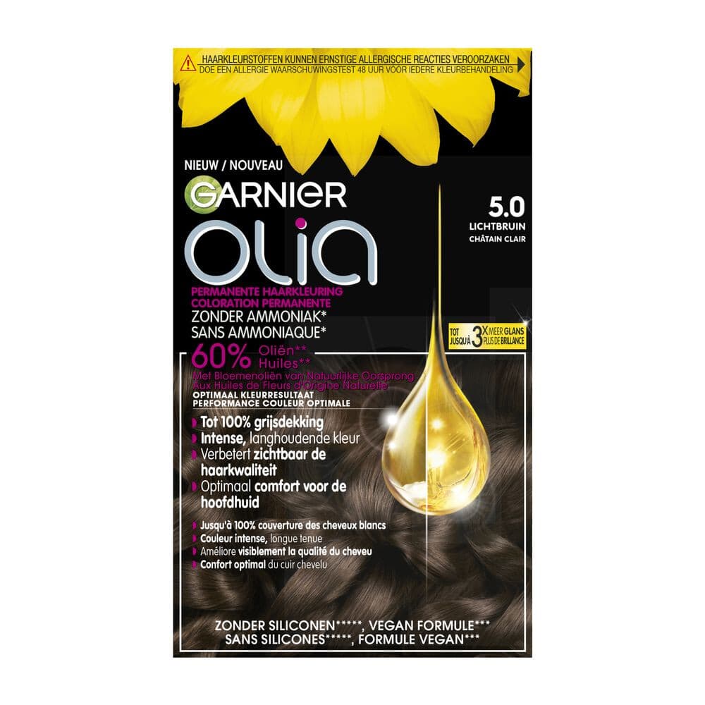 6x Garnier Olia Permanente Crèmekleuring 5.0 Licht Bruin