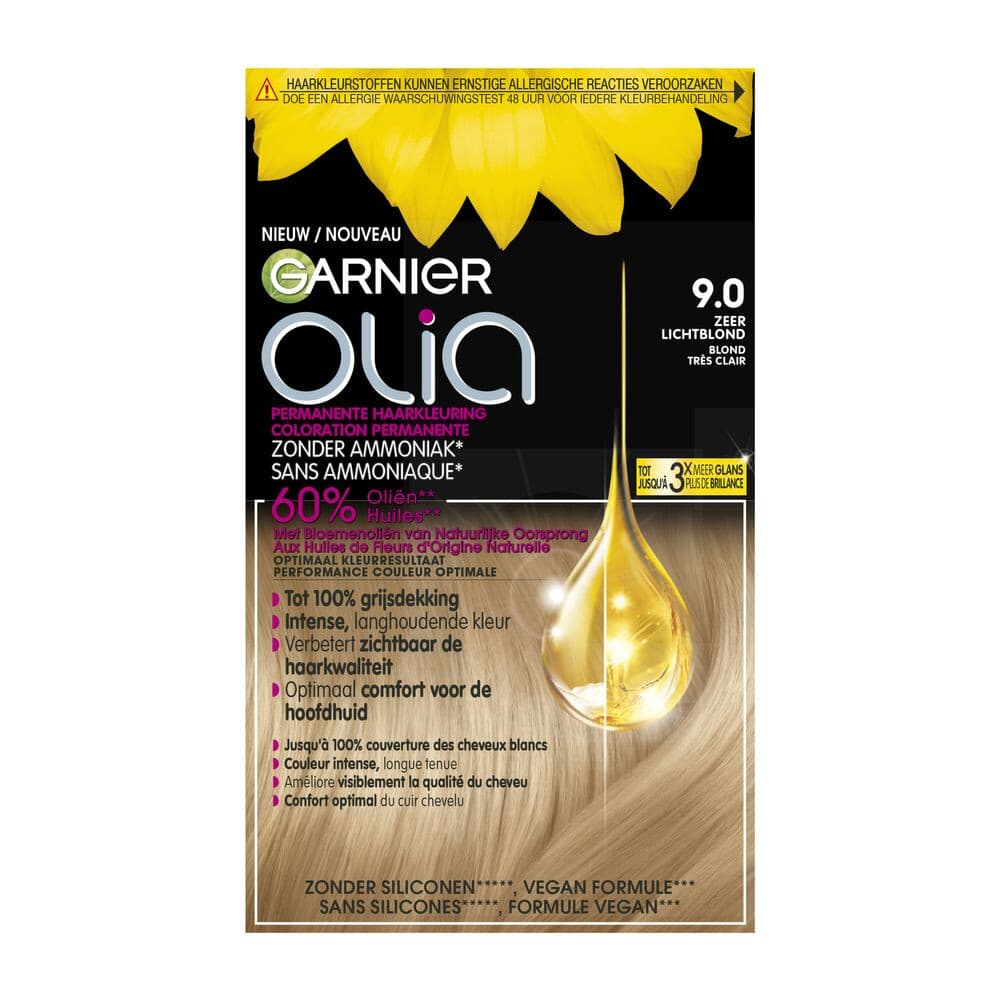 3x Garnier Olia Permanente Crèmekleuring 9.0 Zeer Lichtblond