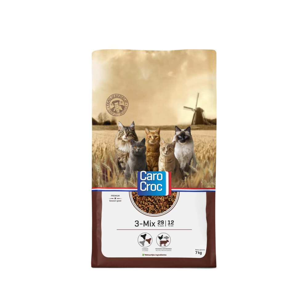 CaroCroc Kattenvoer Droog 3-mix 7 kg