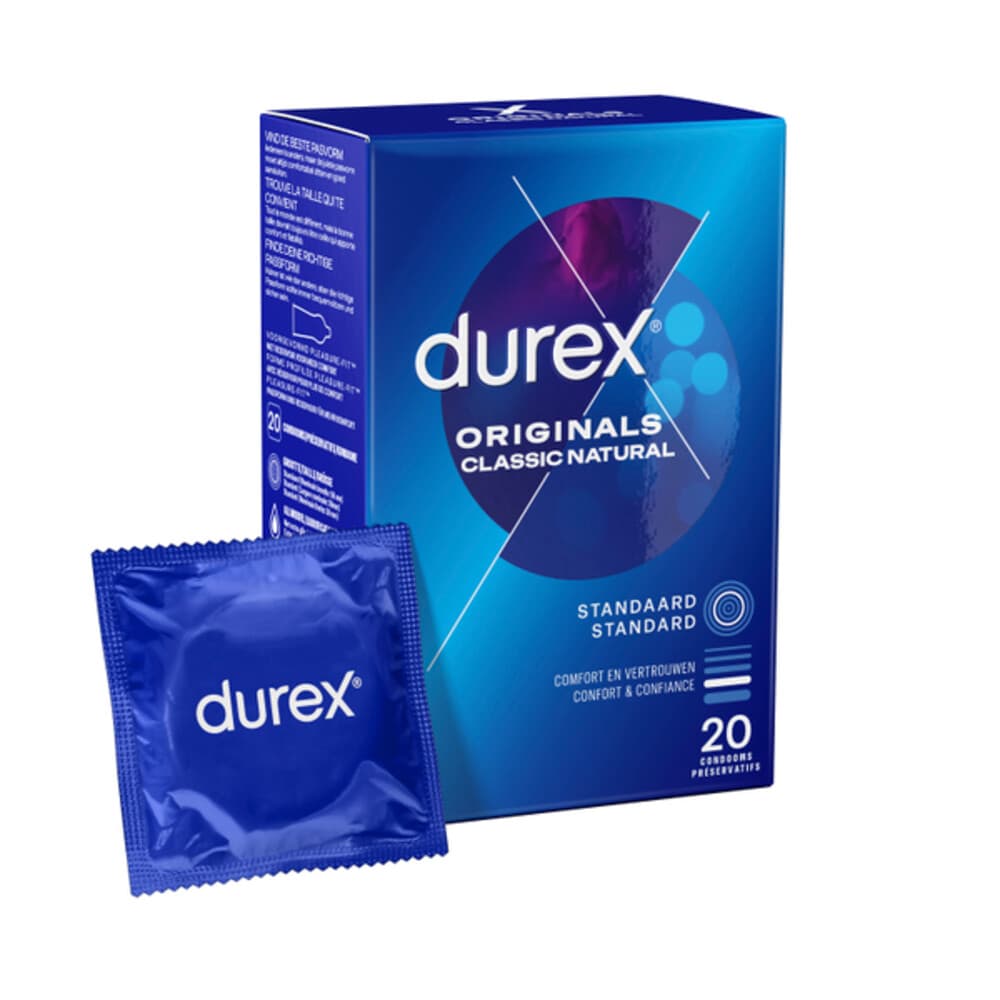 3x Durex Condooms Originals Classic Natural 20 stuks