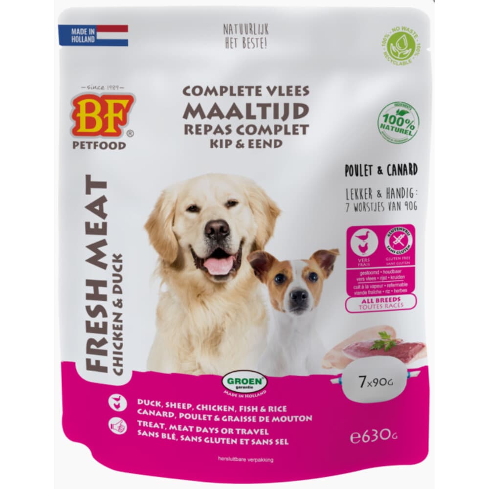 BF Petfood Vleesvoeding Eend - Kip 7 x 90 gr