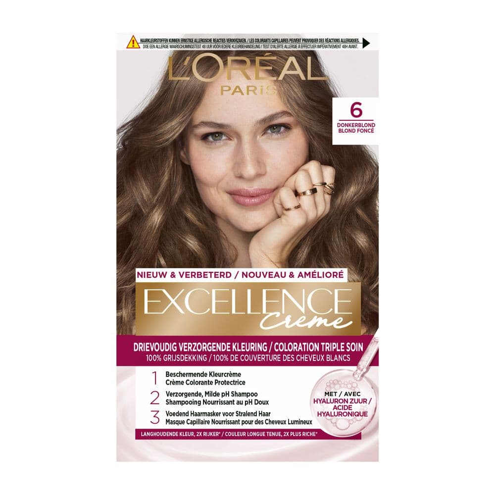 2x L'Oréal Excellence Crème Permanente Crèmekleuring 6 Donkerblond