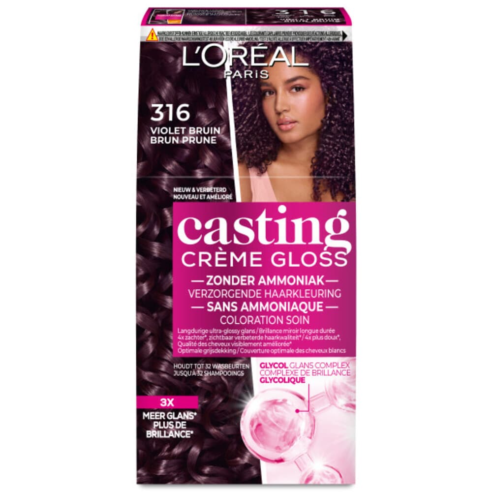 6x L'Oréal Casting Crème Gloss Semi-Permanente Haarkleuring 316 Violet Bruin