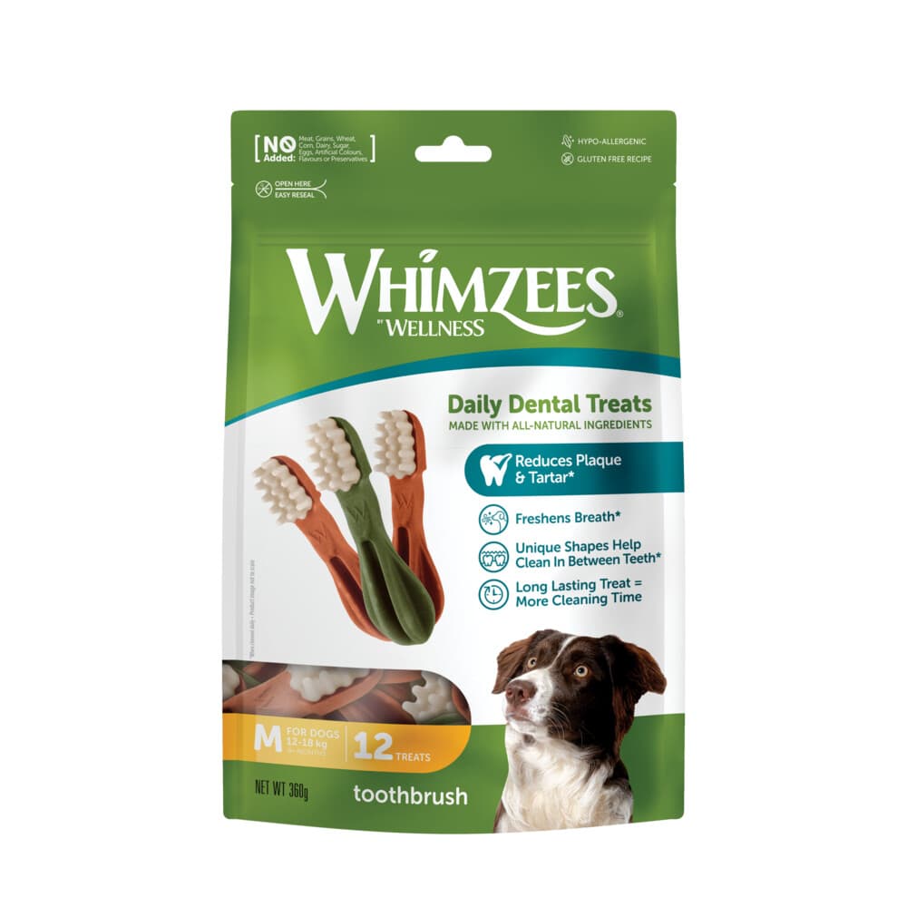 6x Whimzees Hondensnack Tandenborstel Medium 12 stuks