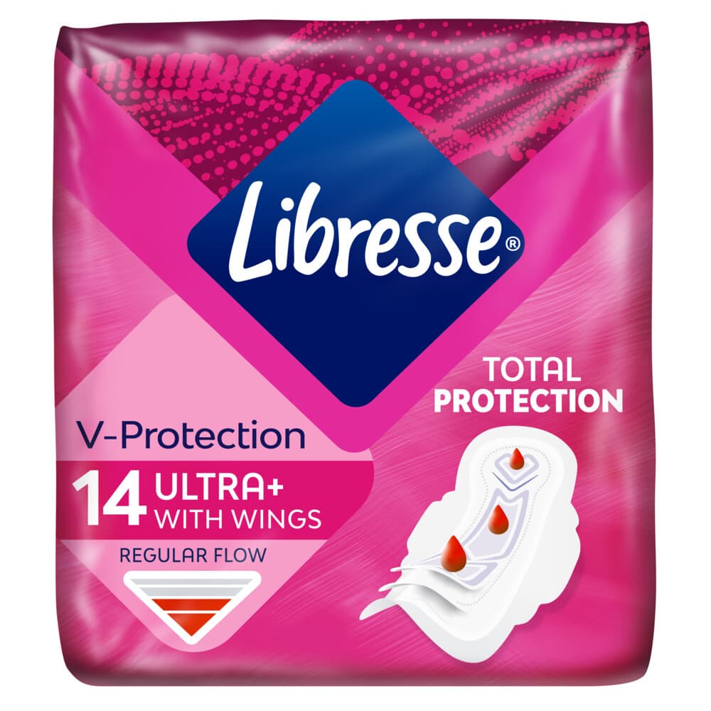 Libresse Ultra+ Regular Maandverband met Vleugels 14 stuks