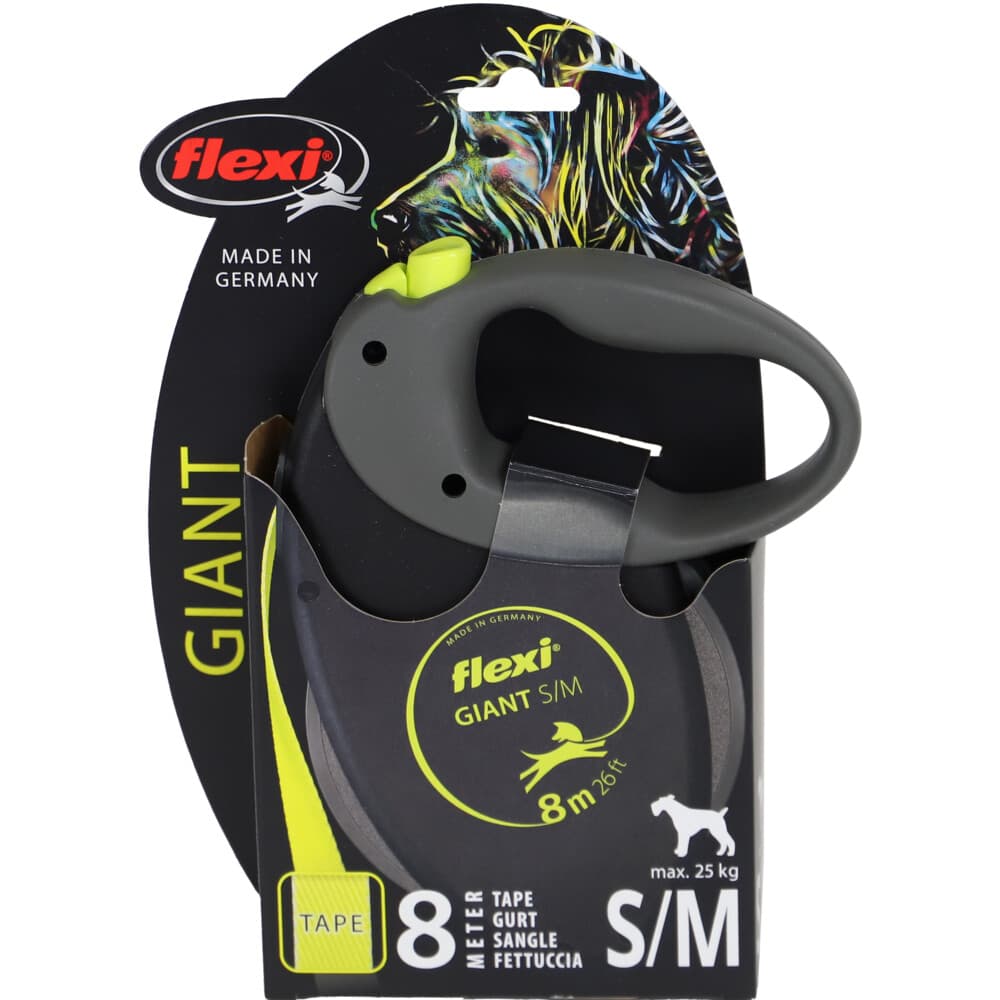 Flexi Rollijn Giant Tape 8 mtr tot 25 kg Neon Geel