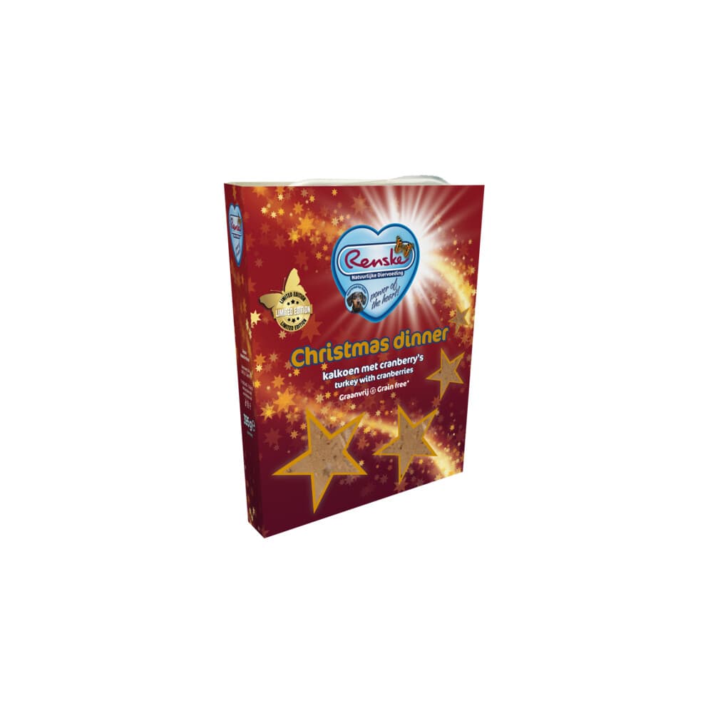 kerst tip3+1 gratis: Renske Hondenvoer Vers Gestoomd Complete Menu Kerstdiner Kalkoen&Cranberry 395 gr