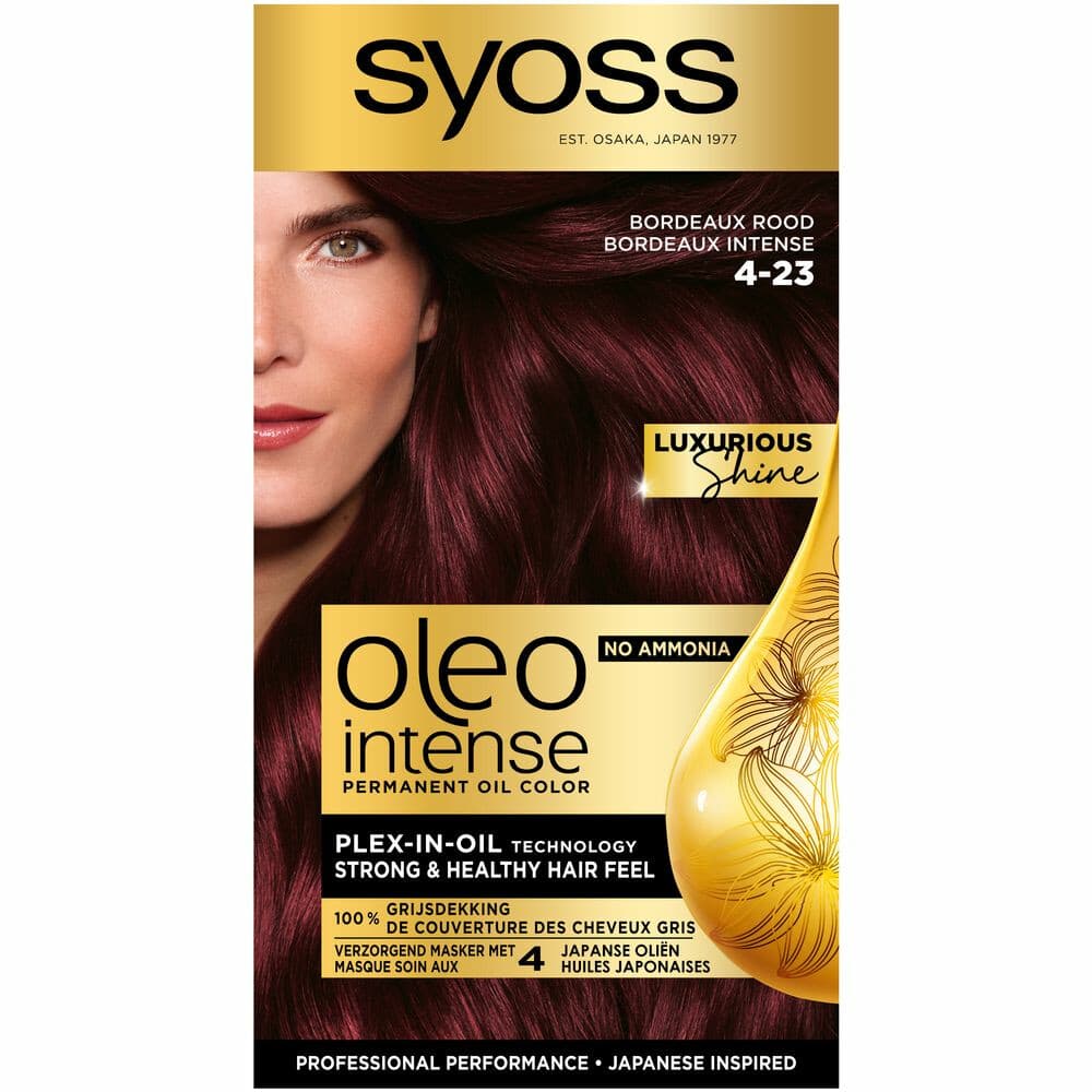 3x Syoss Oleo Intense Haarverf 4-23 Bordeaux Rood
