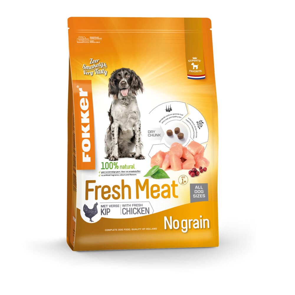 3x Fokker Fresh Meat Hondenvoer Kip 2,5 kg