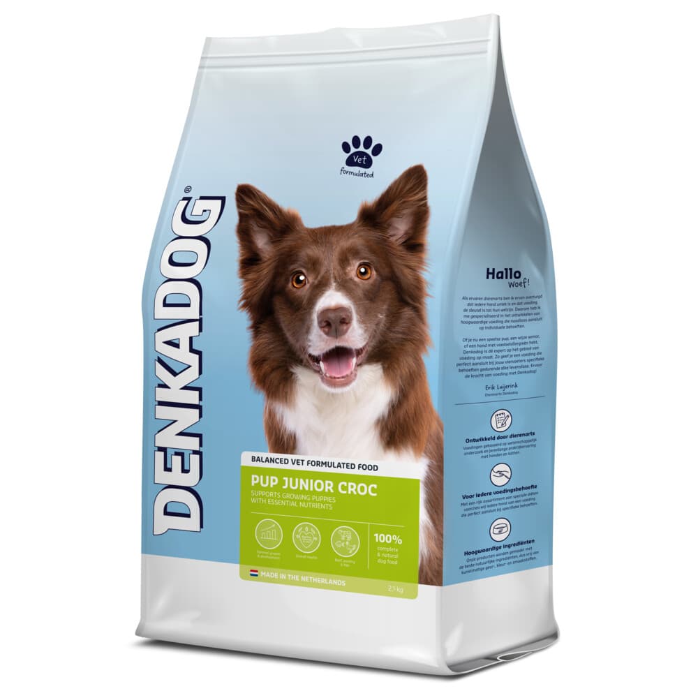 4x Denkadog Hondenvoer Pup/Junior Croc 2,5 kg