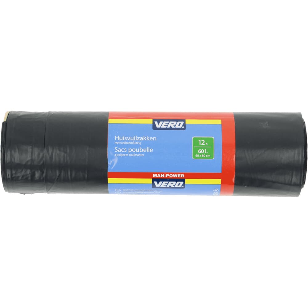 Vero Vuilniszakken Trekband 60 liter 12 stuks