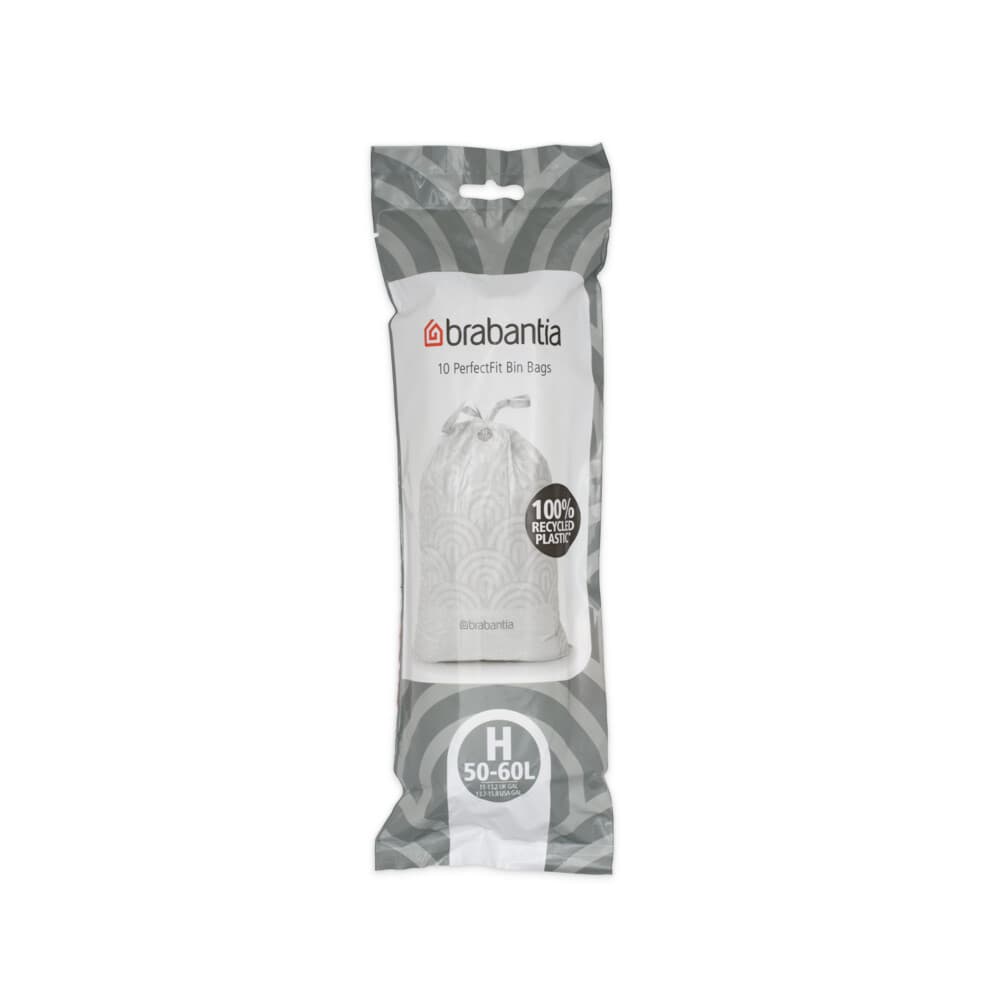 2x Brabantia PerfectFit Vuilniszak met Trekbandsluiting Code H 50-60 Liter 10 zakken