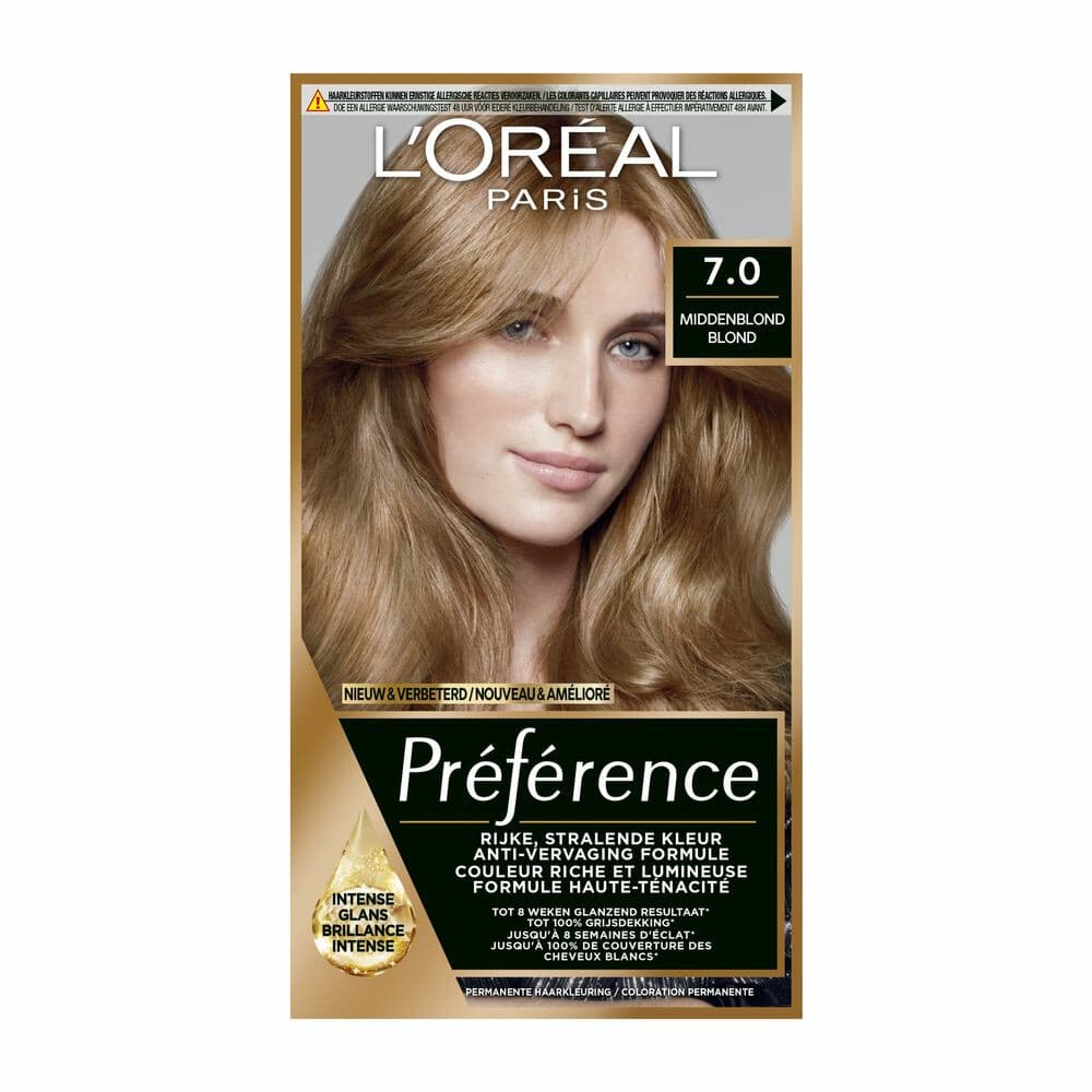 1+1 gratis: L'Oréal Préférence Permanente Haarkleuring 7.0 Middenblond