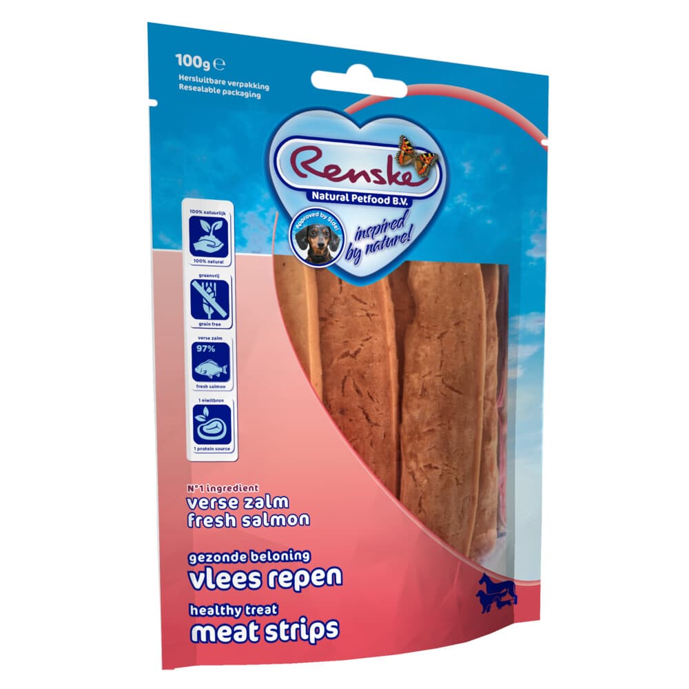 Renske Gezonde Beloning Vleesrepen Hondensnack Zalm 100 gr