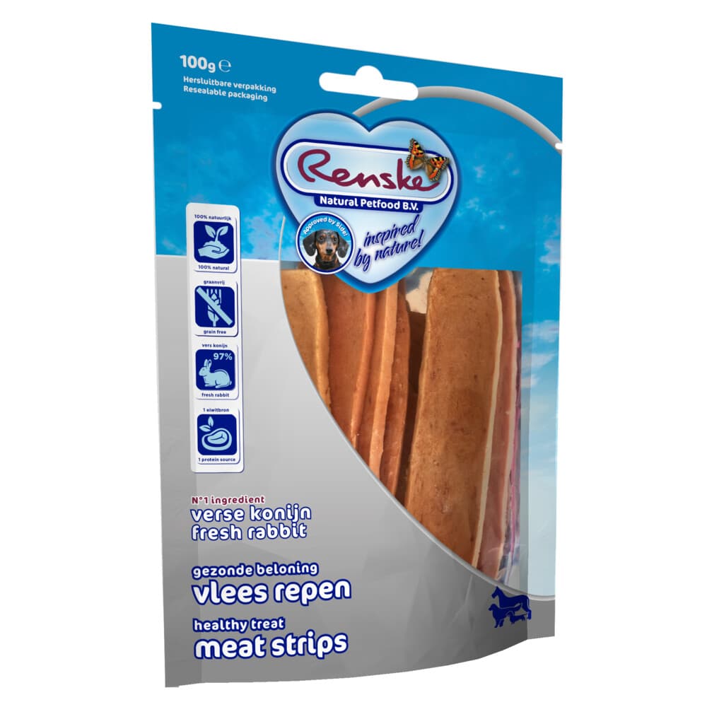 Renske Gezonde Beloning Vleesrepen Hondensnack Konijn 100 gr