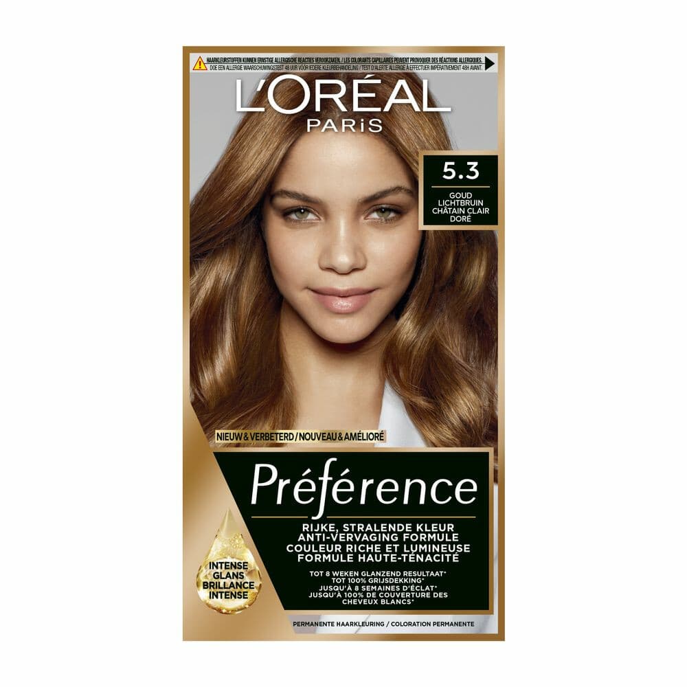 1+1 gratis: L'Oréal Préférence Permanente Haarkleuring 5.3 Licht Goudbruin