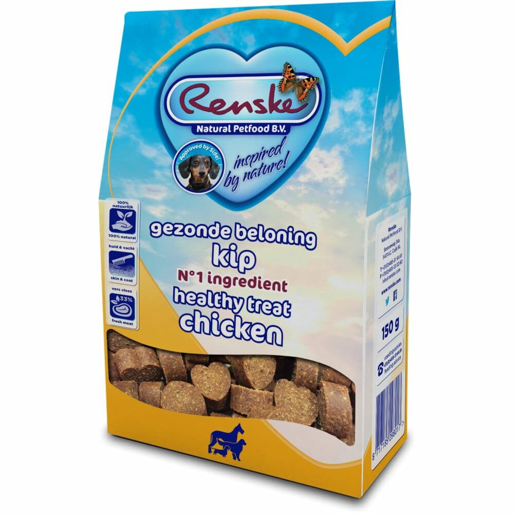 Renske Gezonde Beloning Hartjes Hondensnack Kip 150 gr
