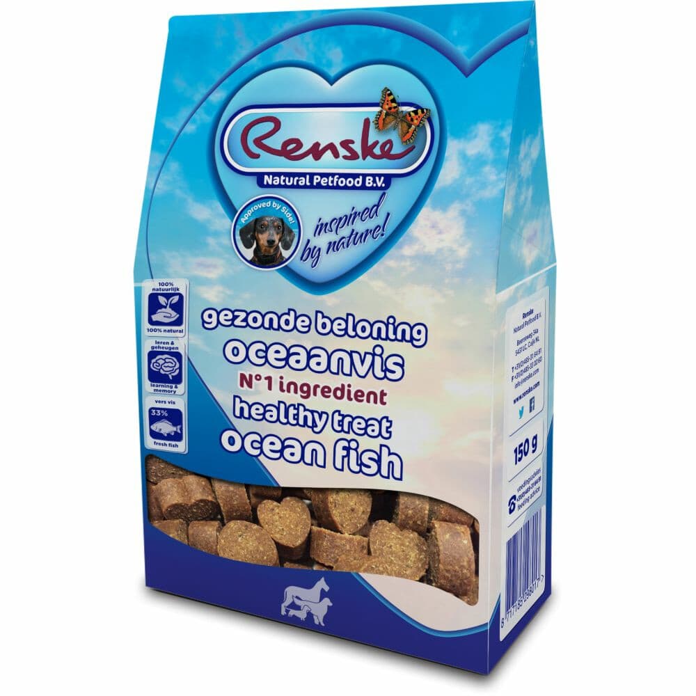 Renske Gezonde Beloning Hartjes Hondensnack Oceaanvis 150 gr