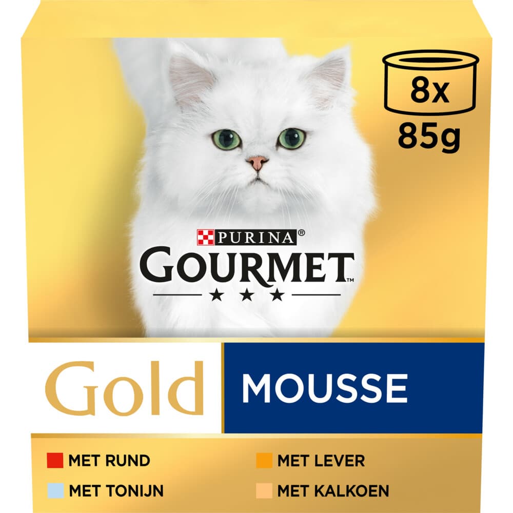 6x Gourmet Gold Kattenvoer Nat Fijne Mousse Rood 8 x 85 gr