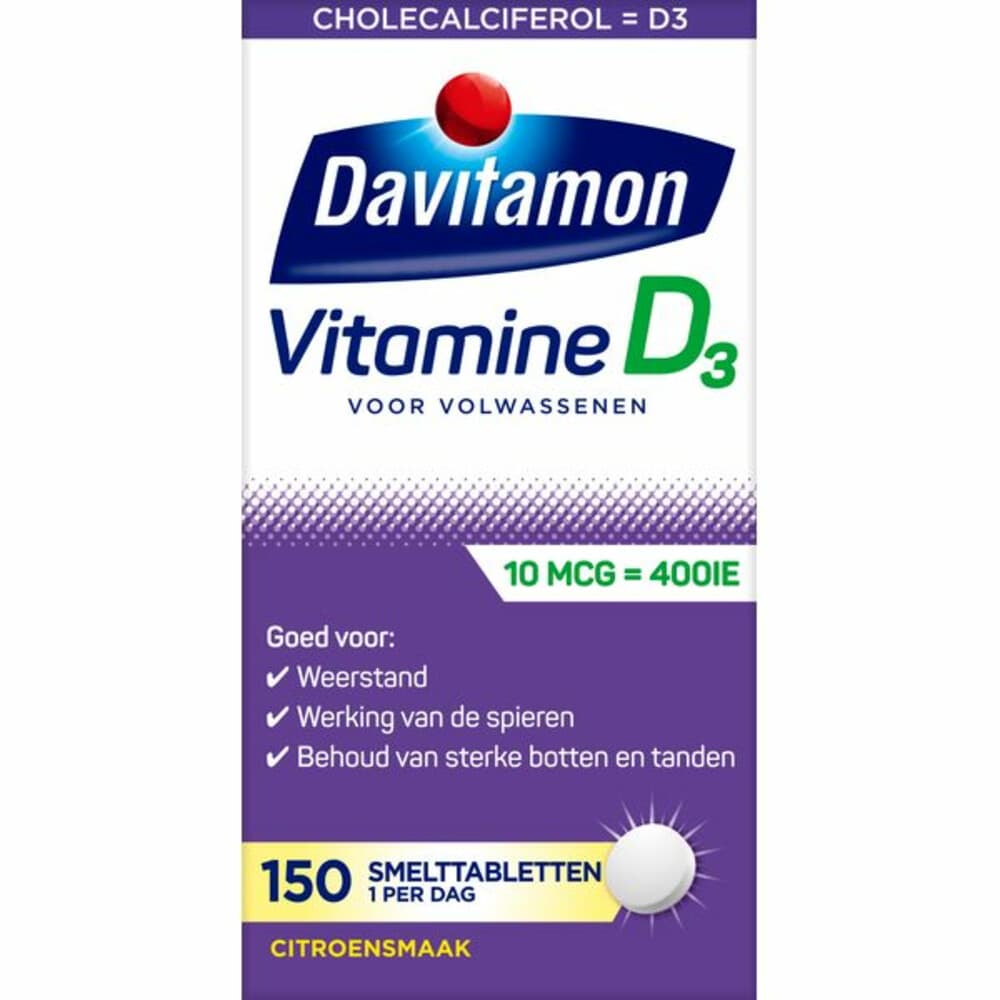 Gratis Verzending: 4x Davitamon Vitamine D 10 MCG Volwassenen 150 smelttabletten