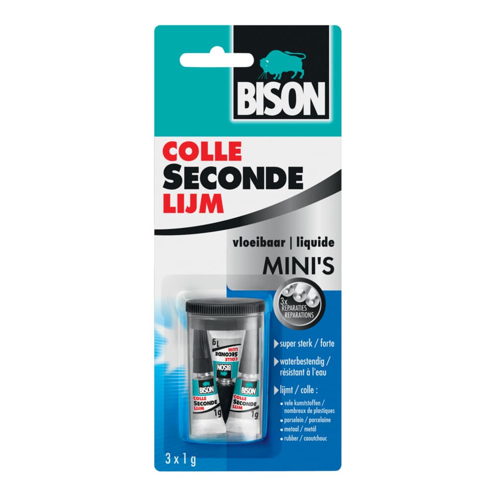12x Bison Secondelijm Super Compact Tube 3 x 1 gr