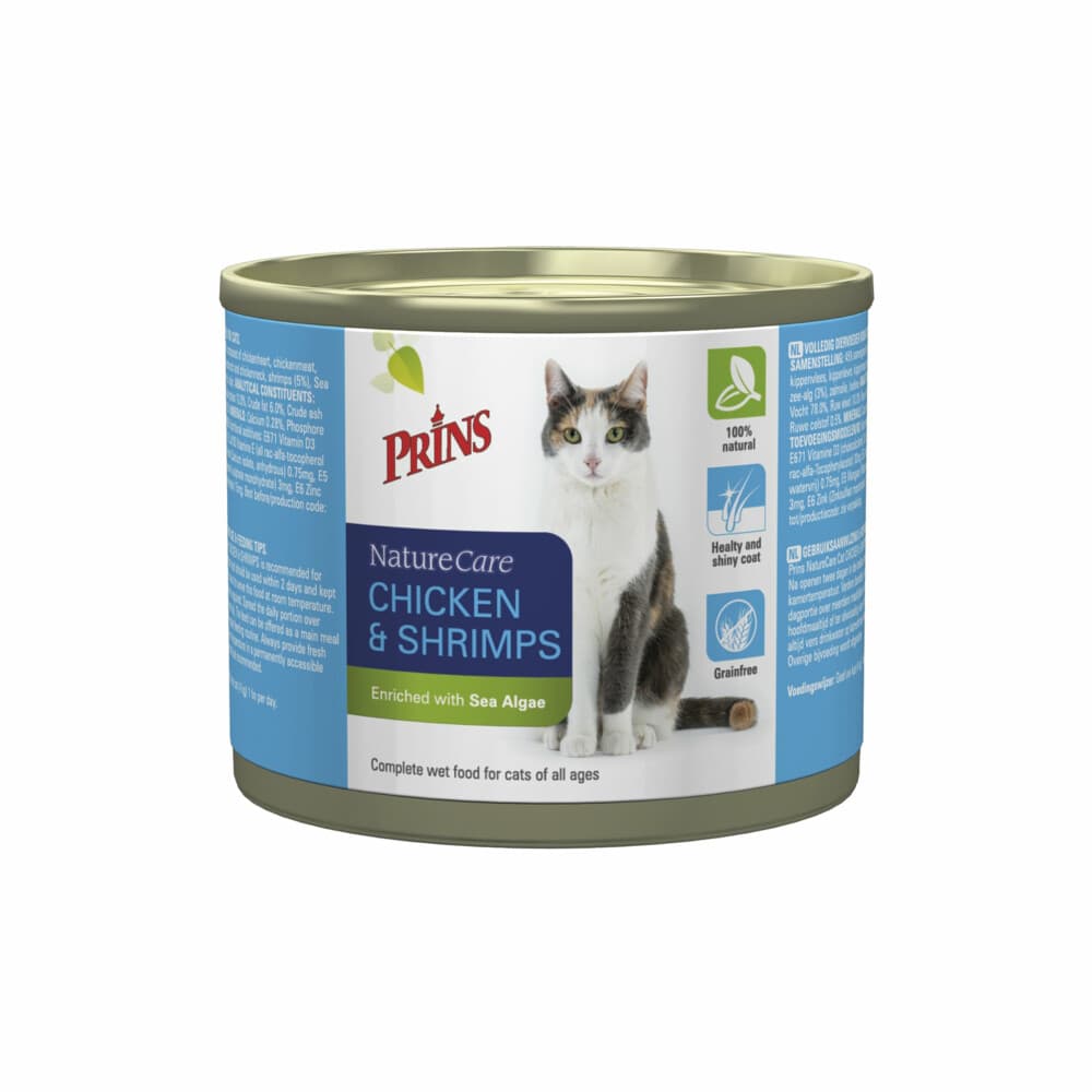 Prins NatureCare Kattenvoer Nat Kip&Garnaal 200 gr