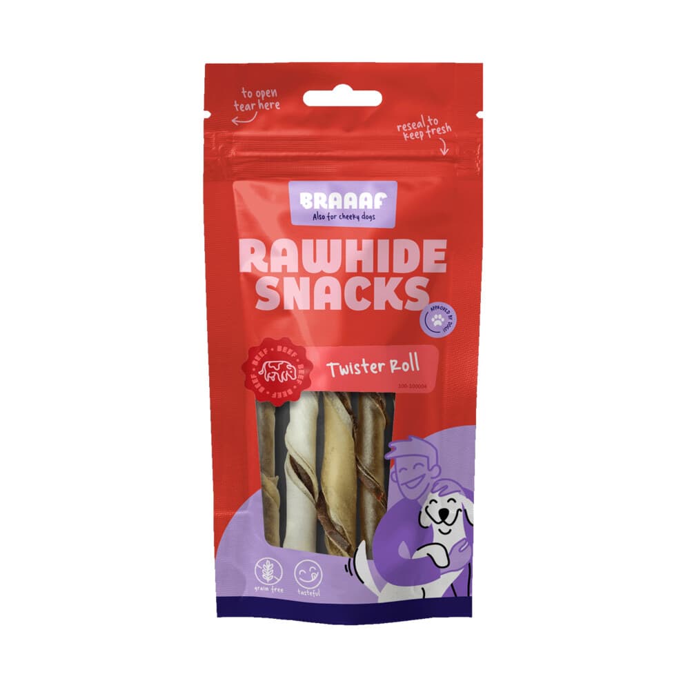 Braaaf Hondensnack Twister Rolls 14 cm 100 gr