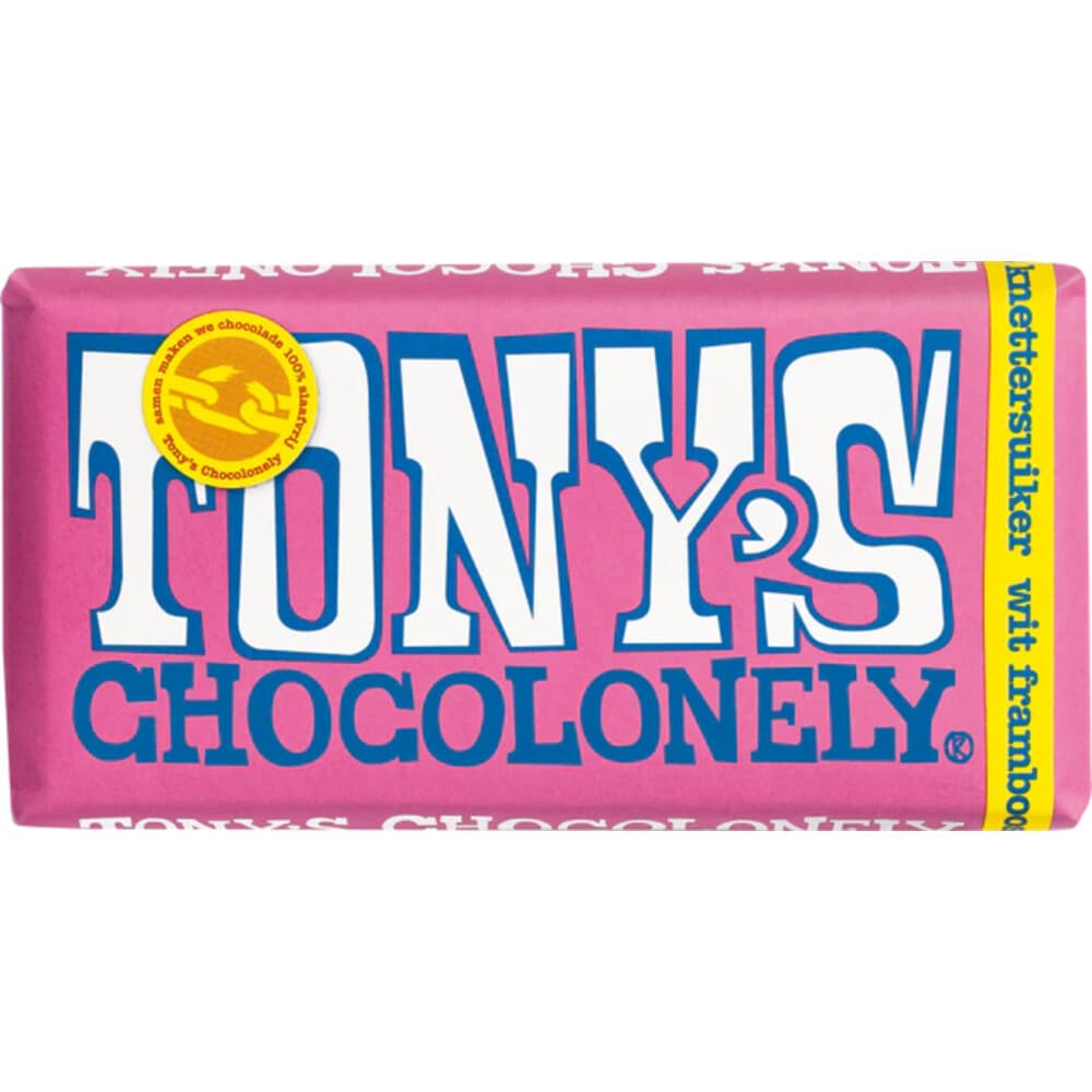 Tony's Chocolonely Wit Framboos Knettersuiker 180 gr