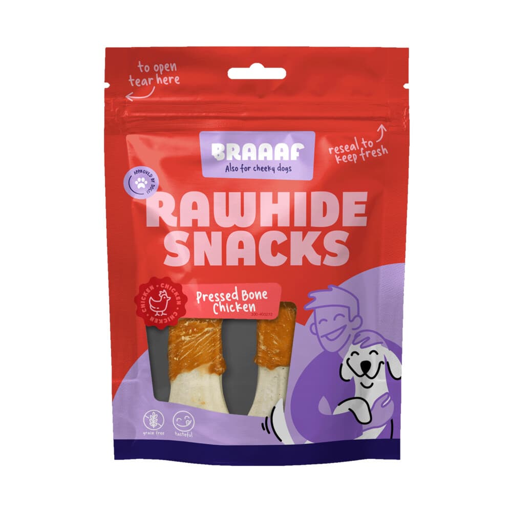 Braaaf Hondensnack Geperst Bot Kip 12,5 cm 130 gr