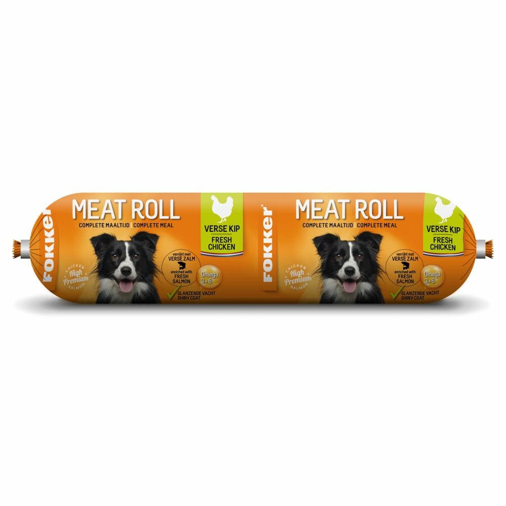 14x Fokker Meat Roll Hondenvoer Nat Kip - Zalm 350 gr