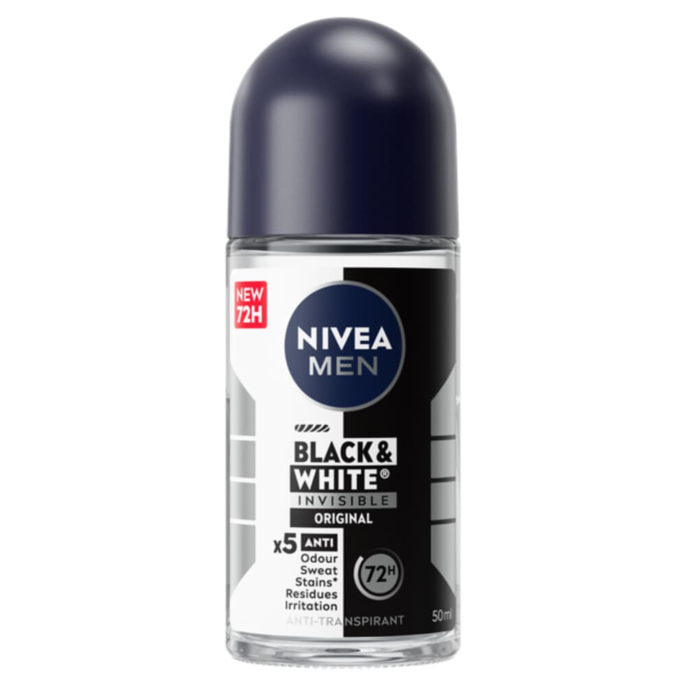 3x NIVEA Men Deodorant Roller Invisible for Black&White 50 ml