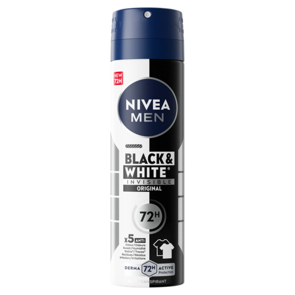 3x NIVEA Men Deodorant Spray Invisible for Black&White 150 ml