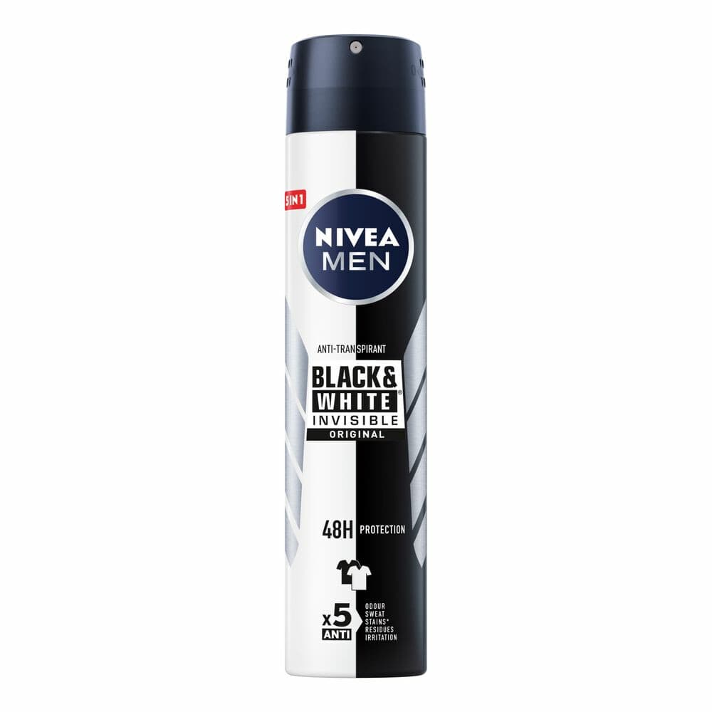 1+1 gratis: NIVEA Men Deodorant Spray Invisible for Black&White 200 ml