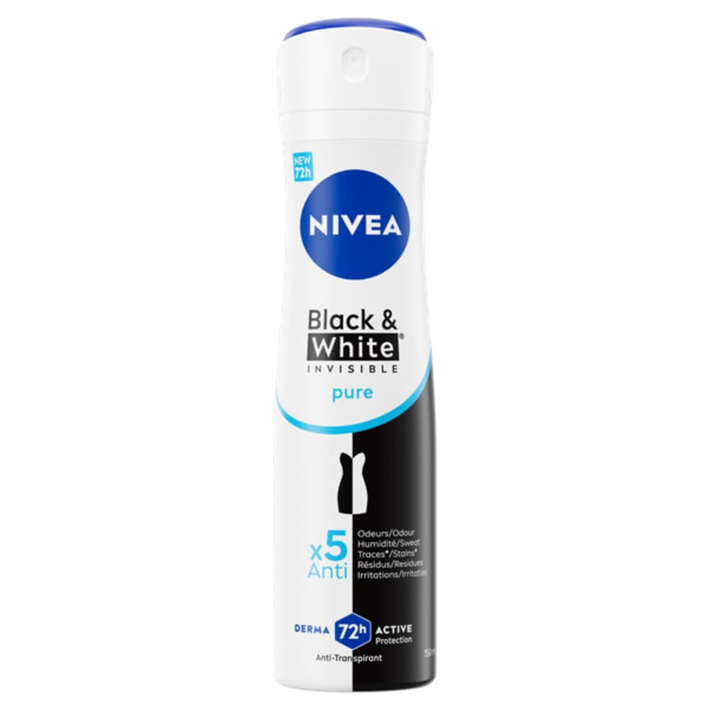 3x NIVEA Deodorant Spray Invisible For Black&White Pure 150 ml
