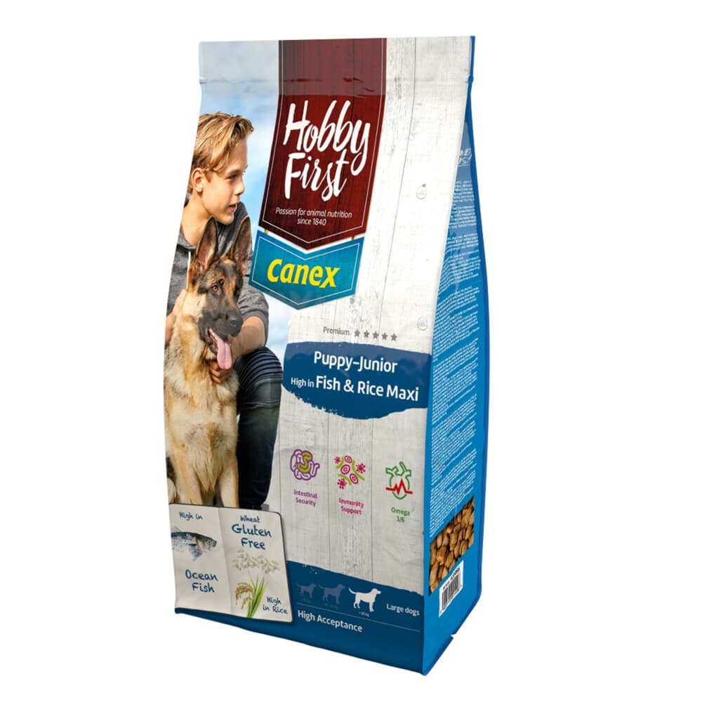 HobbyFirst Canex Hondenvoer Puppy-Junior Maxi Vis&Rijst 12 kg