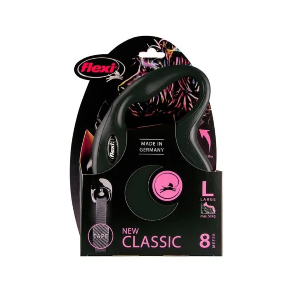 Flexi Rollijn Classic Tape 8 mtr tot 50 kg Zwart