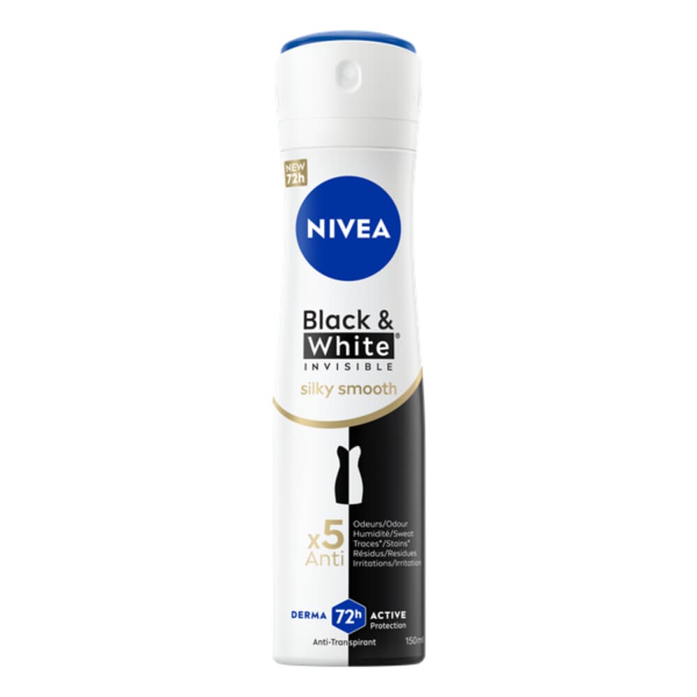 3x NIVEA Deodorant Spray Black&White Silky Smooth 150 ml