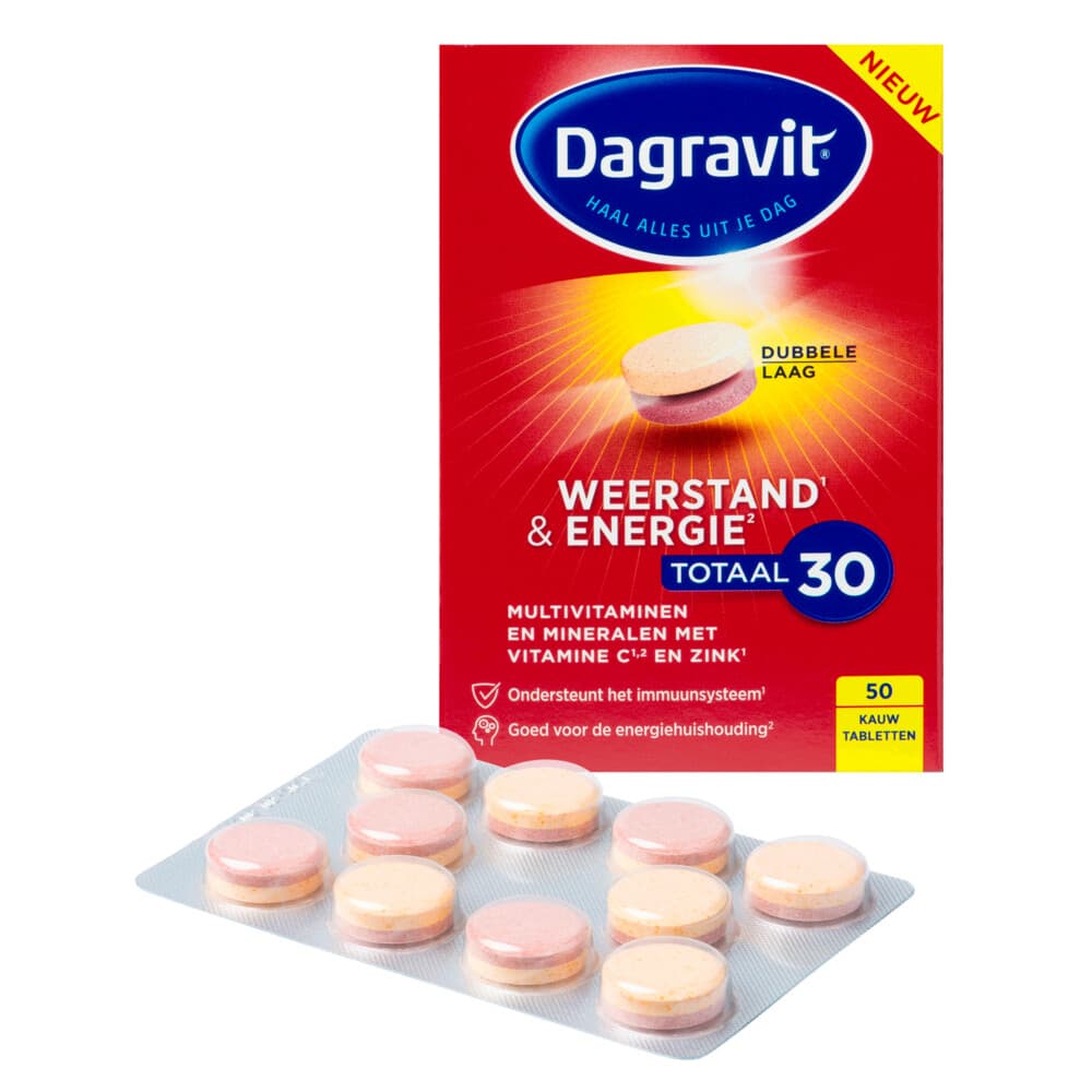 Gratis Verzending: 4x Dagravit Totaal 30 Weerstand&Energie 50 kauwtabletten