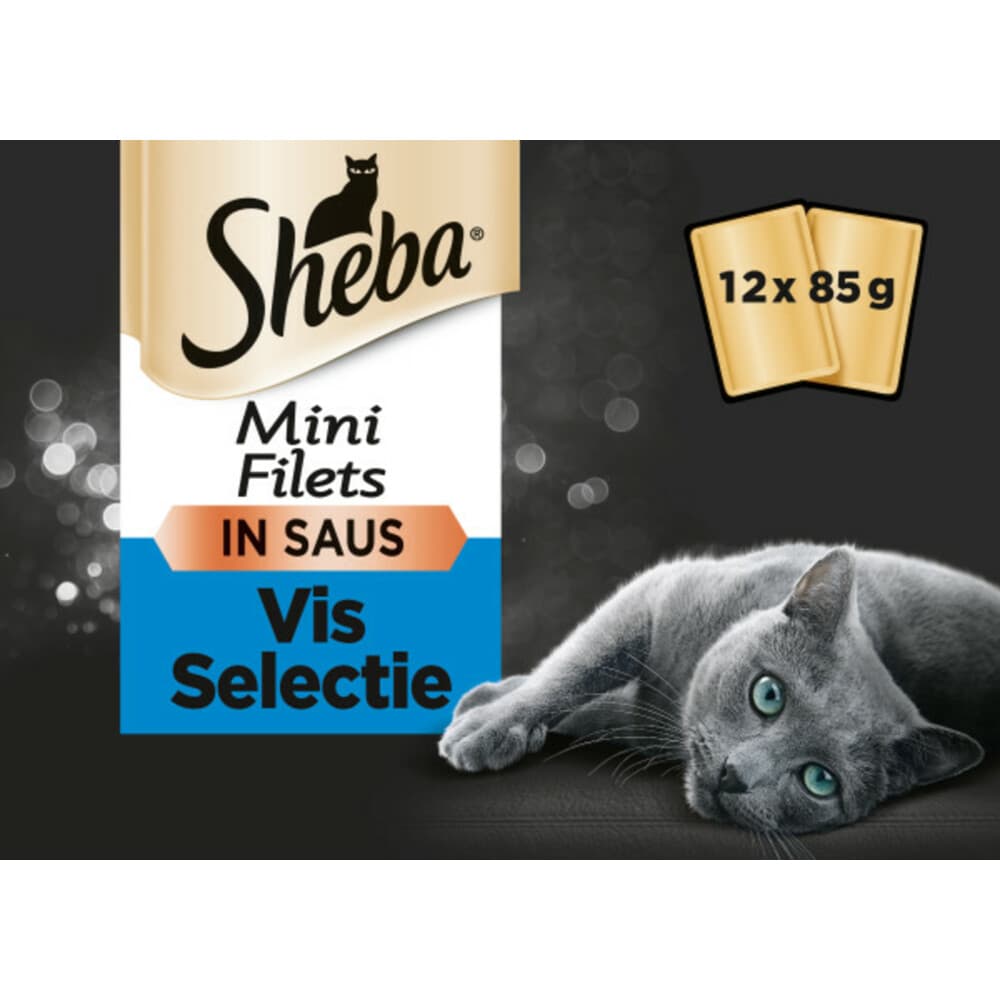 Sheba Mini Filets Adult Kattenvoer Natvoer Vis Selectie Maaltijdzakjes 12 x 85 gr