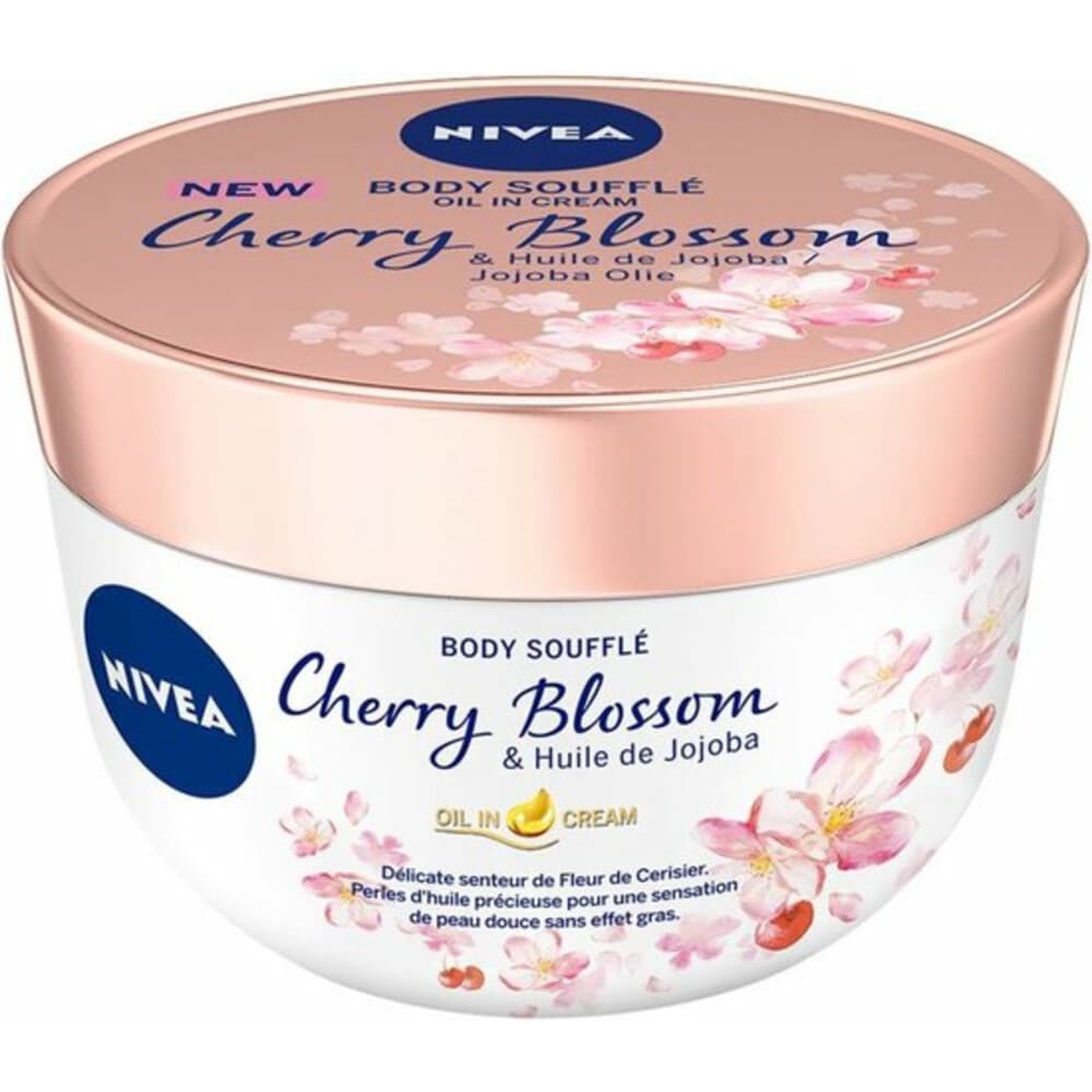 1+1 gratis: NIVEA Body Souffle Cherry Blossom en Jojoba Olie 200 ml