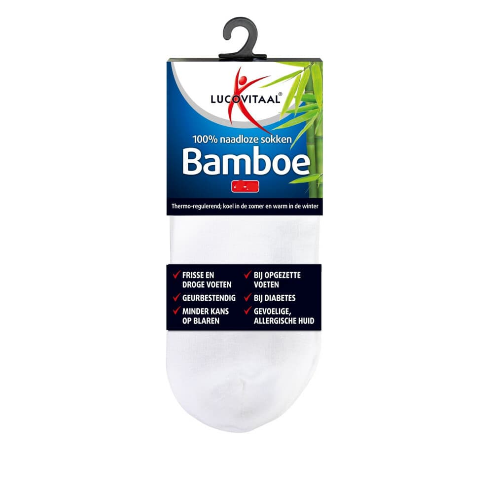 12x Lucovitaal Bamboe Enkelsok Wit Maat 39-42 1 paar
