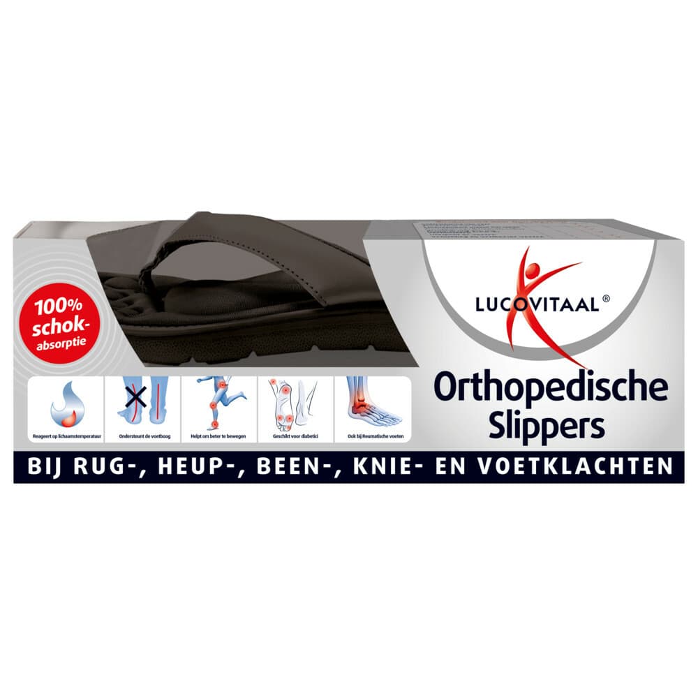 3x Lucovitaal Orthopedische Slipper Zwart Maat 45-46 1 paar