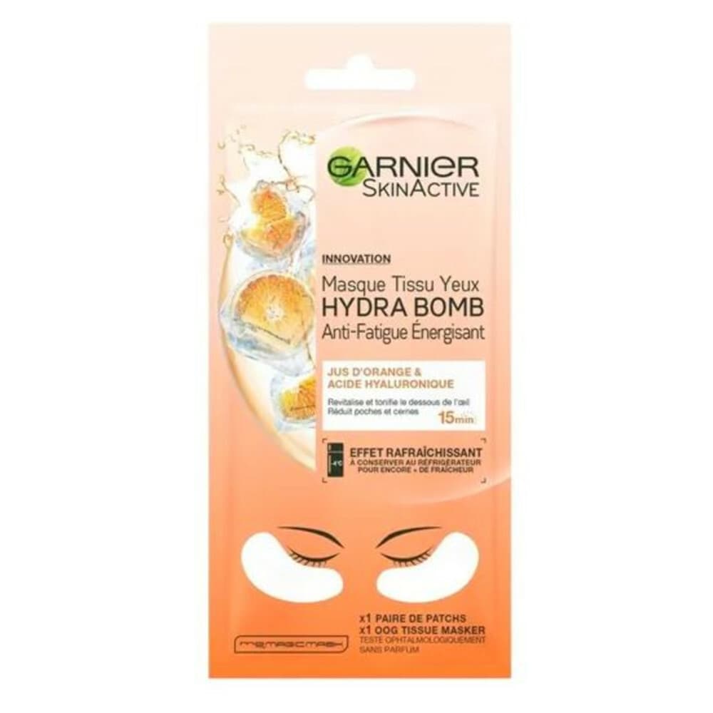 1+1 gratis: Garnier SkinActive Tissue Oogmasker Hydra Bomb Orange