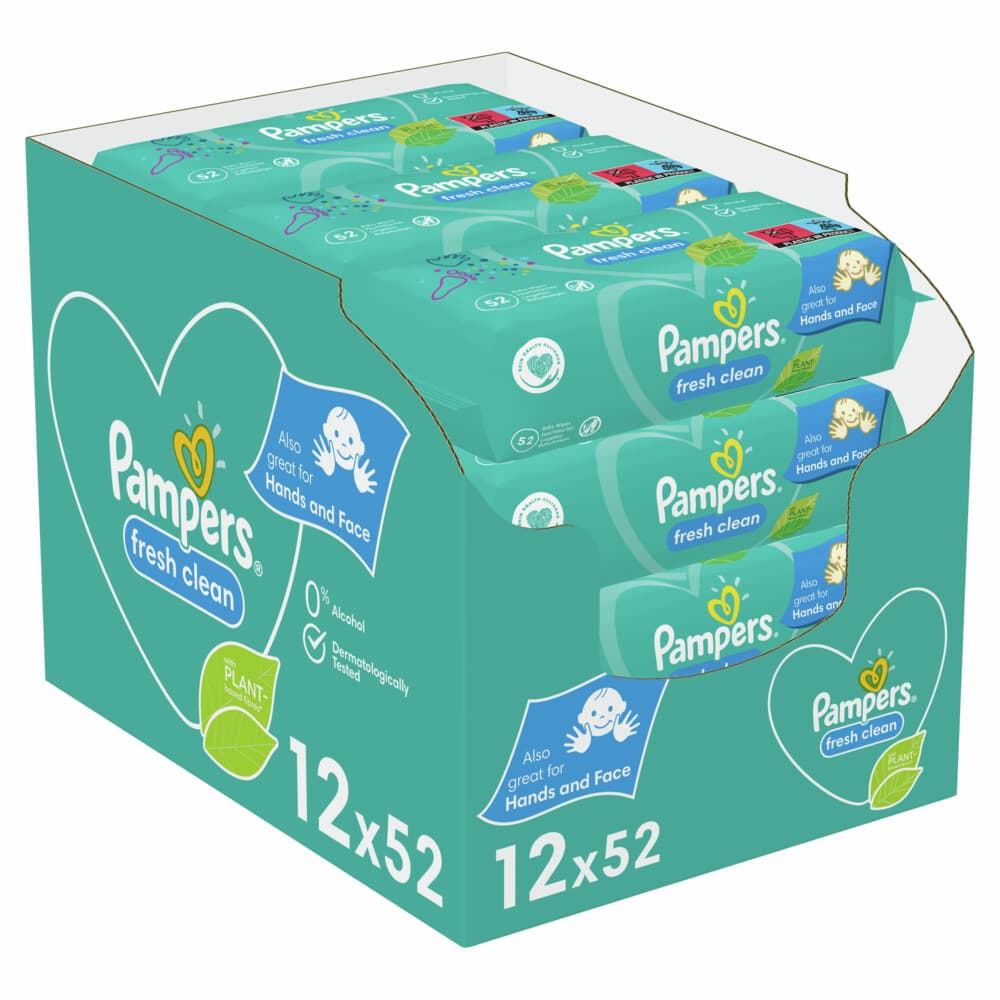 Pampers Billendoekjes Fresh Clean Navulpak 12x52 = 624 stuks
