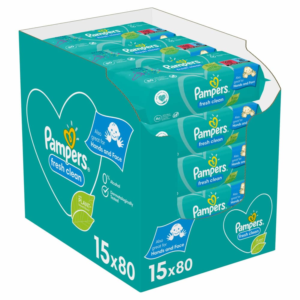 Pampers Billendoekjes Fresh Clean Navulpak 15x80 = 1200 stuks
