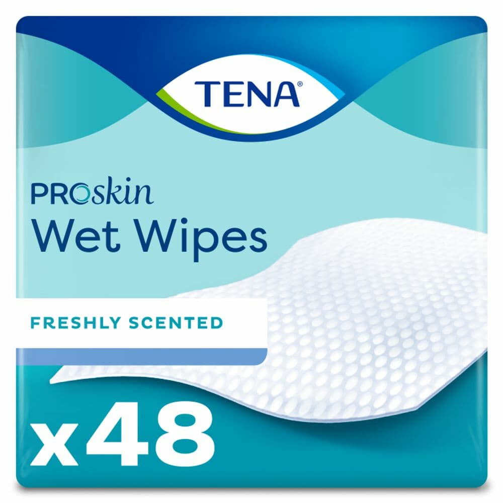 12x TENA Proskin Wet Wipes 3-in-1 32 x 20 cm 48 stuks